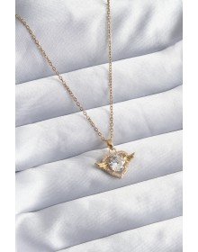 316L Çelik Gold Renk Zincir Zirkon Taşlı Kalp Model Kadın Kolye