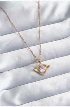 316L Çelik Gold Renk Zincir Zirkon Taşlı Kalp Model Kadın Kolye