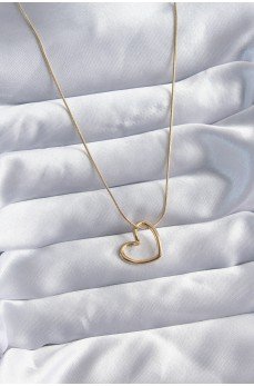 316L Çelik Zincir Gold Renk Kalp Model Kadın Kolye