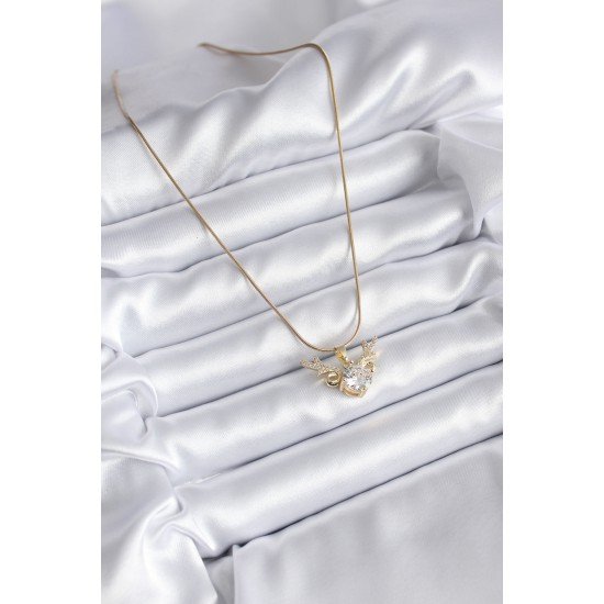 316L Çelik Gold Renk Zirkon Taşlı Boynuz Model Kadın Kolye 316L Çelik Gold Renk Zirkon Taşlı Boynuz Model Kadın Kolye