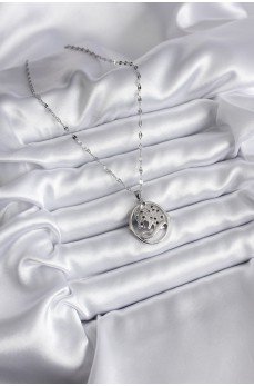 316L Çelik Gümüş Renk Zirkon Taşlı Jaguar Model Kadın Kolye