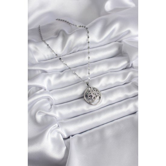 316L Çelik Gümüş Renk Zirkon Taşlı Jaguar Model Kadın Kolye 316L Çelik Gümüş Renk Zirkon Taşlı Jaguar Model Kadın Kolye