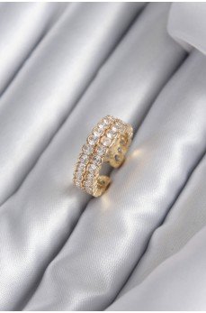 Pirinç Gold Renk Zirkon Taşlı Kadın Yüzük