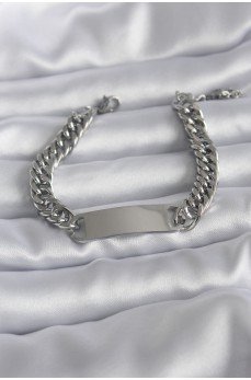 316L Çelik Gümüş Renk İsim Yazılabilir Plaka Model Kadın Bileklik