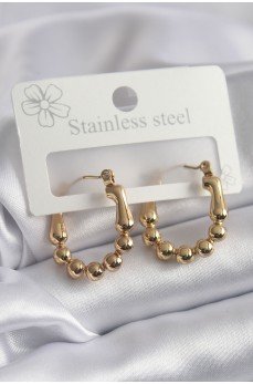 316L Çelik Gold Renk Topçuk Halka Model Kadın Küpe