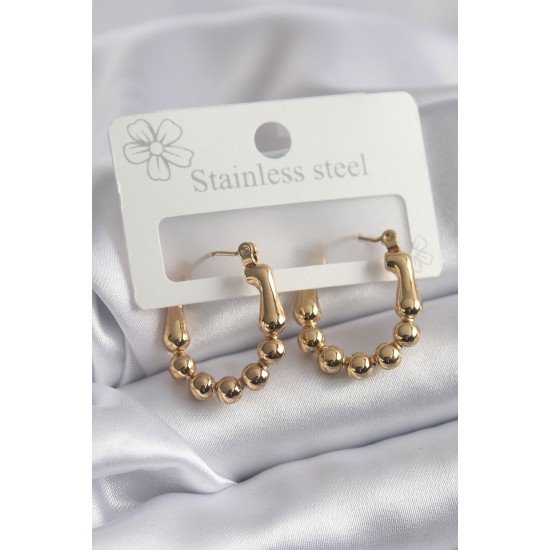 316L Çelik Gold Renk Topçuk Halka Model Kadın Küpe 316L Çelik Gold Renk Topçuk Halka Model Kadın Küpe