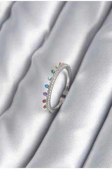 Pirinç Gümüş Renk Zirkon Taş Detay Kadın Yüzük Pirinç Gümüş Renk Zirkon Taş Detay Kadın Yüzük