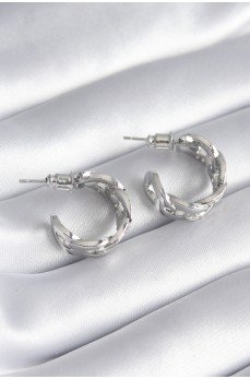 Pirinç Gümüş Renk Zirkon Taşlı Zincir Model Kadın Küpe Pirinç Gümüş Renk Zirkon Taşlı Zincir Model Kadın Küpe