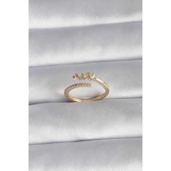 Pirinç Gold Renk Zirkon Taş Detay Kalp Model Kadın Yüzük Pirinç Gold Renk Zirkon Taş Detay Kalp Model Kadın Yüzük