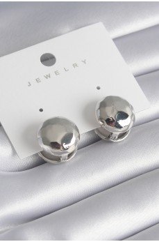 Pirinç Gümüş Renk İşleme Detay Top Model Kadın Küpe