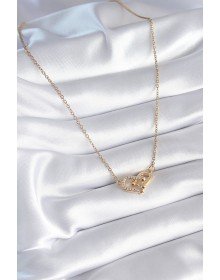 316L Çelik Gold Renk Zirkon Taşlı Model Kadın Kolye