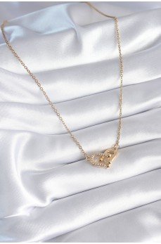 316L Çelik Gold Renk Zirkon Taşlı Model Kadın Kolye