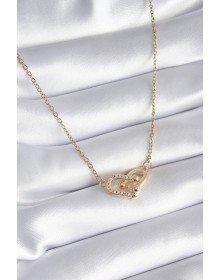 316L Çelik Gold Renk Zirkon Taşlı Model Kadın Kolye