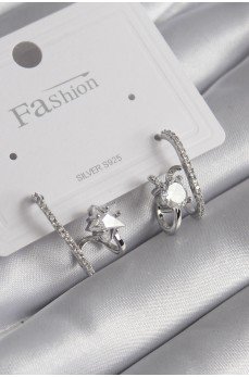 Pirinç Gümüş Renk Zirkon Taşlı Kadın Küpe Pirinç Gümüş Renk Zirkon Taşlı Kadın Küpe