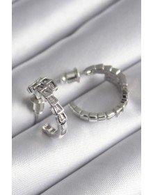 Pirinç Gümüş Renk Zirkon Taşlı Yılan Model Kadın Küpe