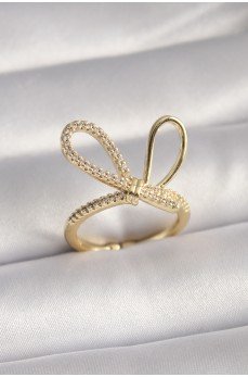Gold Renk Zirkon Taşlı Düğüm Model Kadın Yüzük