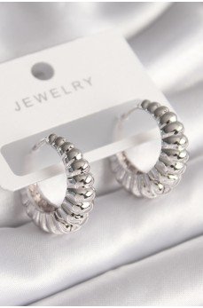 Pirinç Gümüş Renk Sarmal Halka Model Kadın Küpe