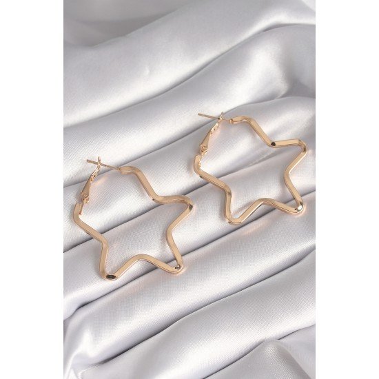 Pirinç Gold Renk Yıldız Model Kadın Küpe Pirinç Gold Renk Yıldız Model Kadın Küpe