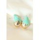 Minimal Turkuaz Mineli Çift Renk Damla Küpe Minimal Turkuaz Mineli Çift Renk Damla Küpe