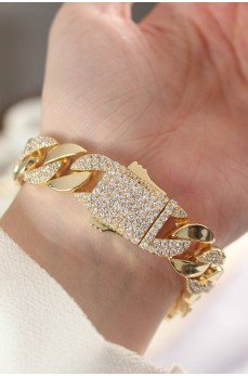 Vip Seri Pirinç Zirkon Taşlı Gold Renk Gurmet Bileklik Vip Seri Pirinç Zirkon Taşlı Gold Renk Gurmet Bileklik