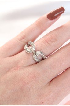 Zirkon Taşlı Silver Renk Ayarlanabilir Yüzük