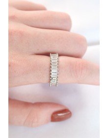Sıralı Baget Taşlı Silver Renk Ayarlanabilir Yüzük
