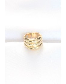 Gold Renk Ayarlanabilir Çizgili Bombe Yüzük