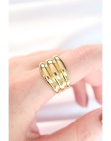 Gold Renk Ayarlanabilir Çizgili Bombe Yüzük