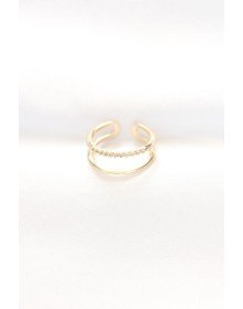 2li Görünümlü Su Yolu Tasarımlı Gold Renk Ayarlanabilir Yüzük