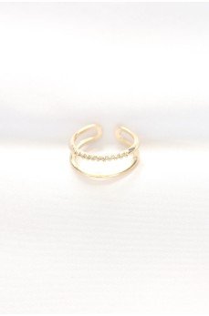 2li Görünümlü Su Yolu Tasarımlı Gold Renk Ayarlanabilir Yüzük