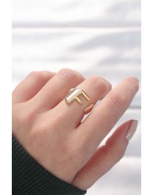 F Harfli Altın Renk Ayarlanabilir Yüzük