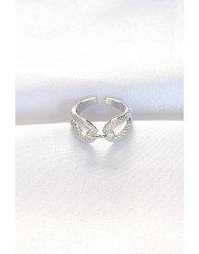 Zirkon Taşlı Silver Renk Ayarlanabilir Yüzük