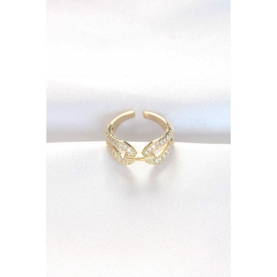 Zirkon Taşlı Gold Renk Ayarlanabilir Yüzük Zirkon Taşlı Gold Renk Ayarlanabilir Yüzük
