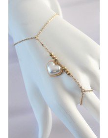 316L Çelik Gold Renk Beyaz Bubble Kalp Tasarımlı Şahmeran