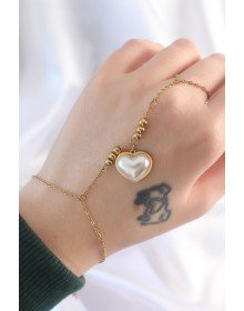 316L Çelik Gold Renk Beyaz Bubble Kalp Tasarımlı Şahmeran