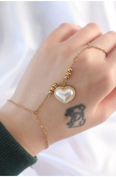 316L Çelik Gold Renk Beyaz Bubble Kalp Tasarımlı Şahmeran