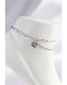 316L Çelik Gümüş Renk Kalp Tasarımlı Halhal