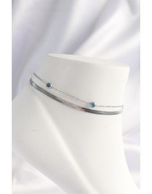 316L Çelik Gümüş Renk Nazar Boncuk Tasarımlı 2li Halhal