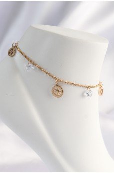 316L Çelik Gold Renk Zirkon Taşlı Yıldızlı Halhal