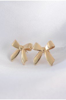 Pirinç Gold Renk Düz Plaka Fiyonk Küpe