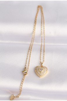 316L Çelik Zincir Altın Renk Zirkon Taşlı Kalp Kolye 316L Çelik Zincir Altın Renk Zirkon Taşlı Kalp Kolye