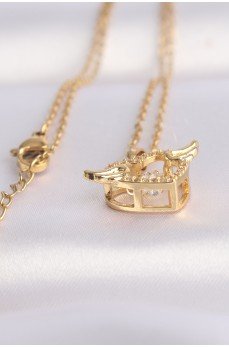 316L Çelik Zincir Altın Renk Zirkon Taşlı Kanatlı Kalp Kolye 316L Çelik Zincir Altın Renk Zirkon Taşlı Kanatlı Kalp Kolye