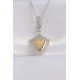 316L Çelik Zincir Gümüş Renk Zirkon Taşlı Tasarım Altın Renk Kalp Kolye