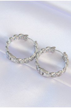 Pirinç Gümüş Renk Zincir Model Halka Küpe