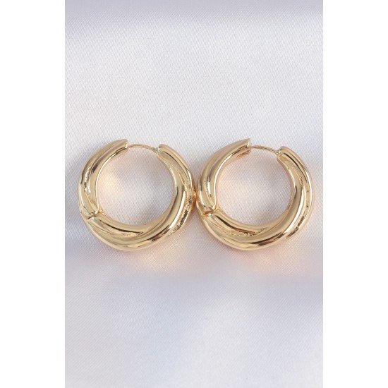 Pirinç Gold Renk Asimetrik Kıvrım Küpe Pirinç Gold Renk Asimetrik Kıvrım Küpe