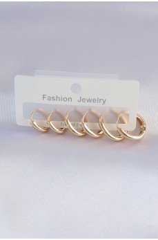 Pirinç Gold Renk Oval Küpe Seti