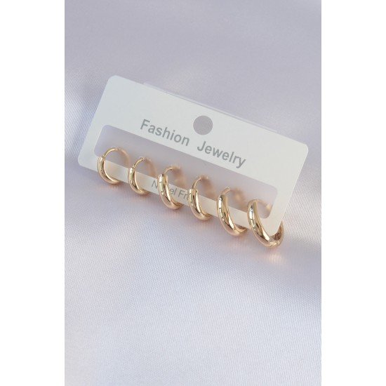 Pirinç Gold Renk Oval Küpe Seti Pirinç Gold Renk Oval Küpe Seti
