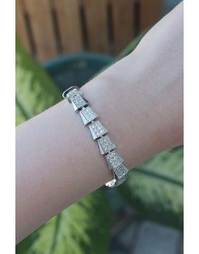 Vip Seri Pirinç Zirkon Taşlı Gümüş Renk Geometrik Bileklik