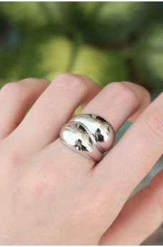 Pirinç Gümüş Renk Ayarlanabilir Damla Yüzük