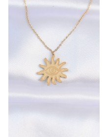 316L Çelik Zincir Gold Renk Göz Güneşi Tasarımlı Kolye